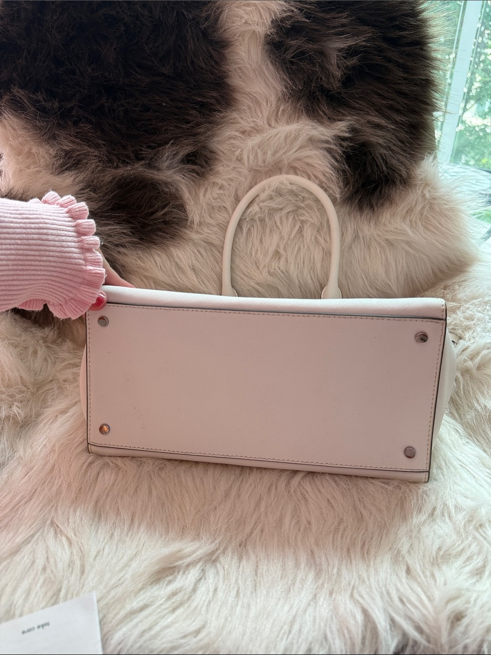 kate spade Cream Structured Satchel with Top Handles - Picture 3 of 6